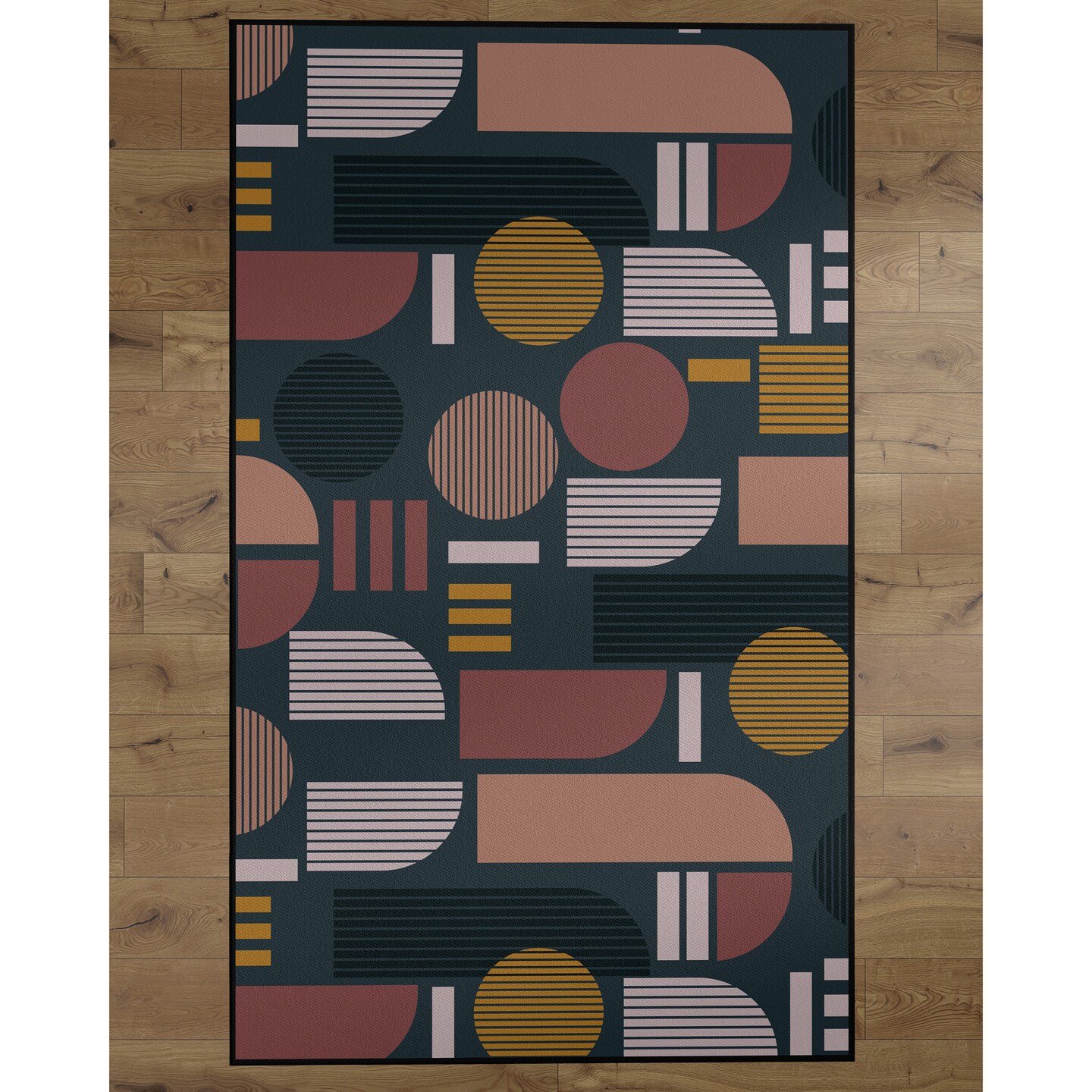 DEERLUX   Modern Living Room Area Rug with Nonslip Backing Abstract Geo Pattern