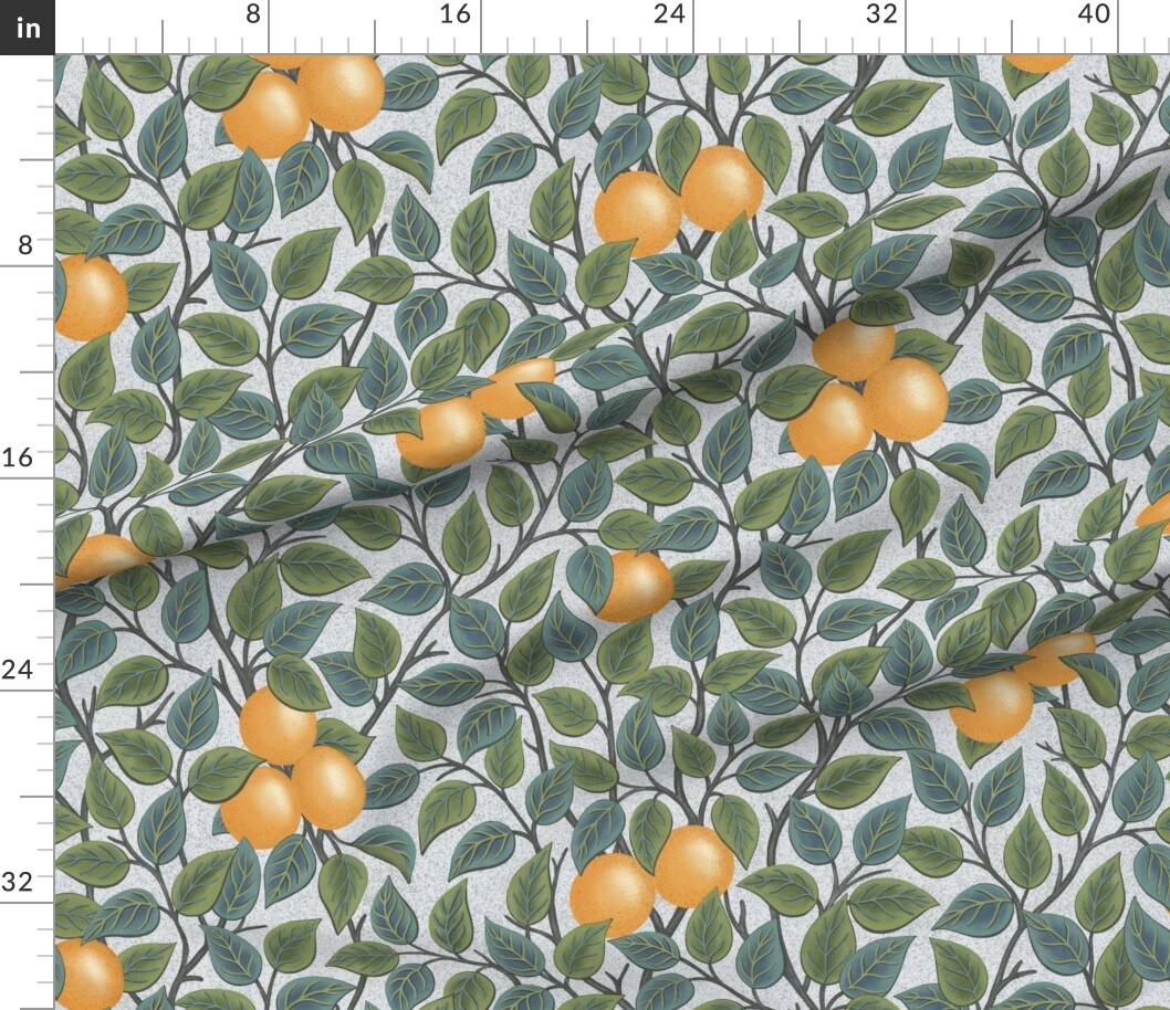 Orange Fruit Citrus Summer Botanical Mediterranean Tree Oranges Nature Plant Floral Large Scale Custom Printed Fabric by Spoonflower Various Fabrics by the Yard or Fat Quarter