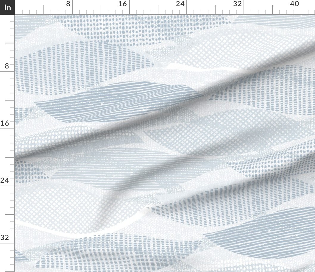 Blue Gray Waves Large Scale Neutral Geometric Abstract Ocean Modern Beach Home Custom Printed Fabric by Spoonflower Various Fabrics by the Yard or Fat Quarter