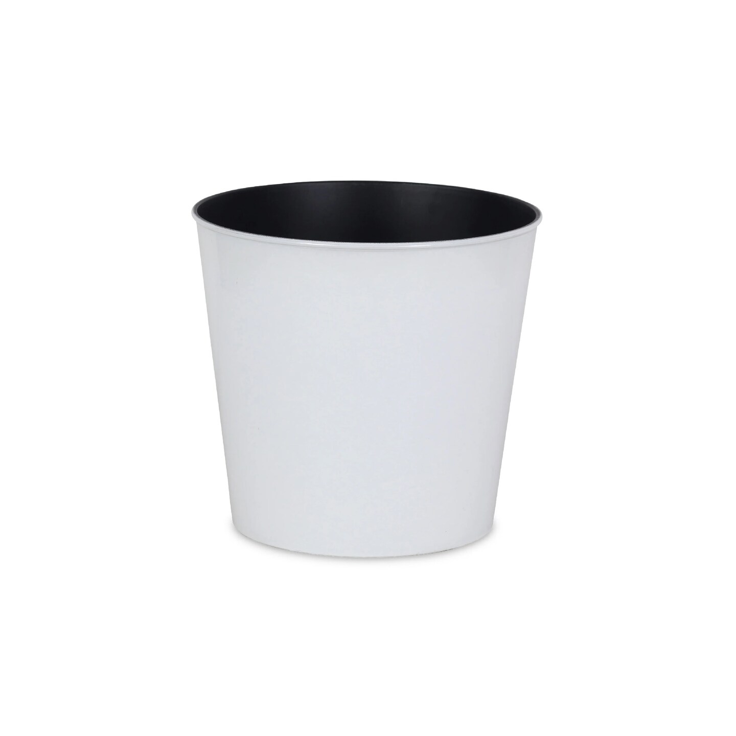 Contemporary Home Living 10.5&#x22; White and Black Round Planter with Tapered Body