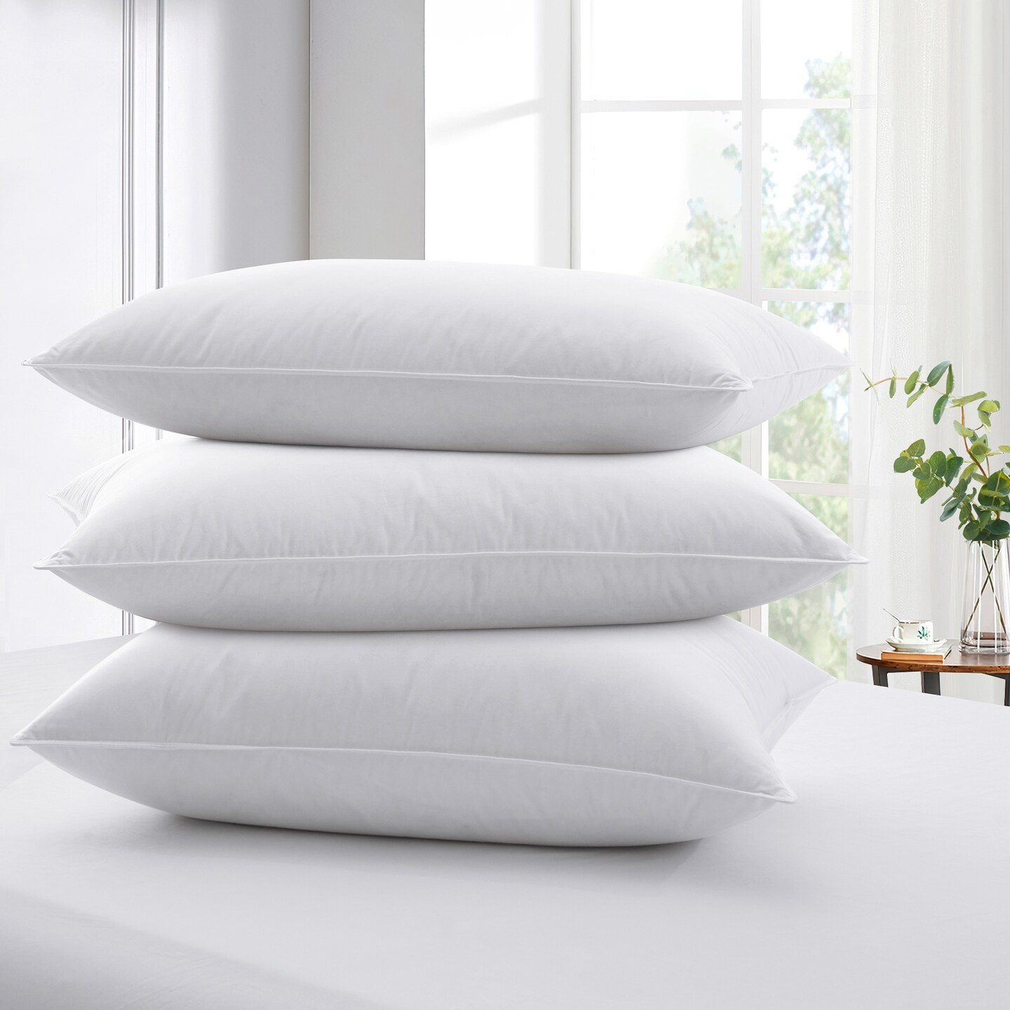 Puredown White Down Feather Bed Pillows Set of 2, Size: King