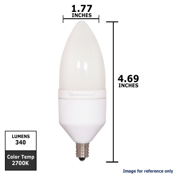 Satco S7327 7W CFL Torpedo E12 Candelabra base 2700K compact fluorescent bulb