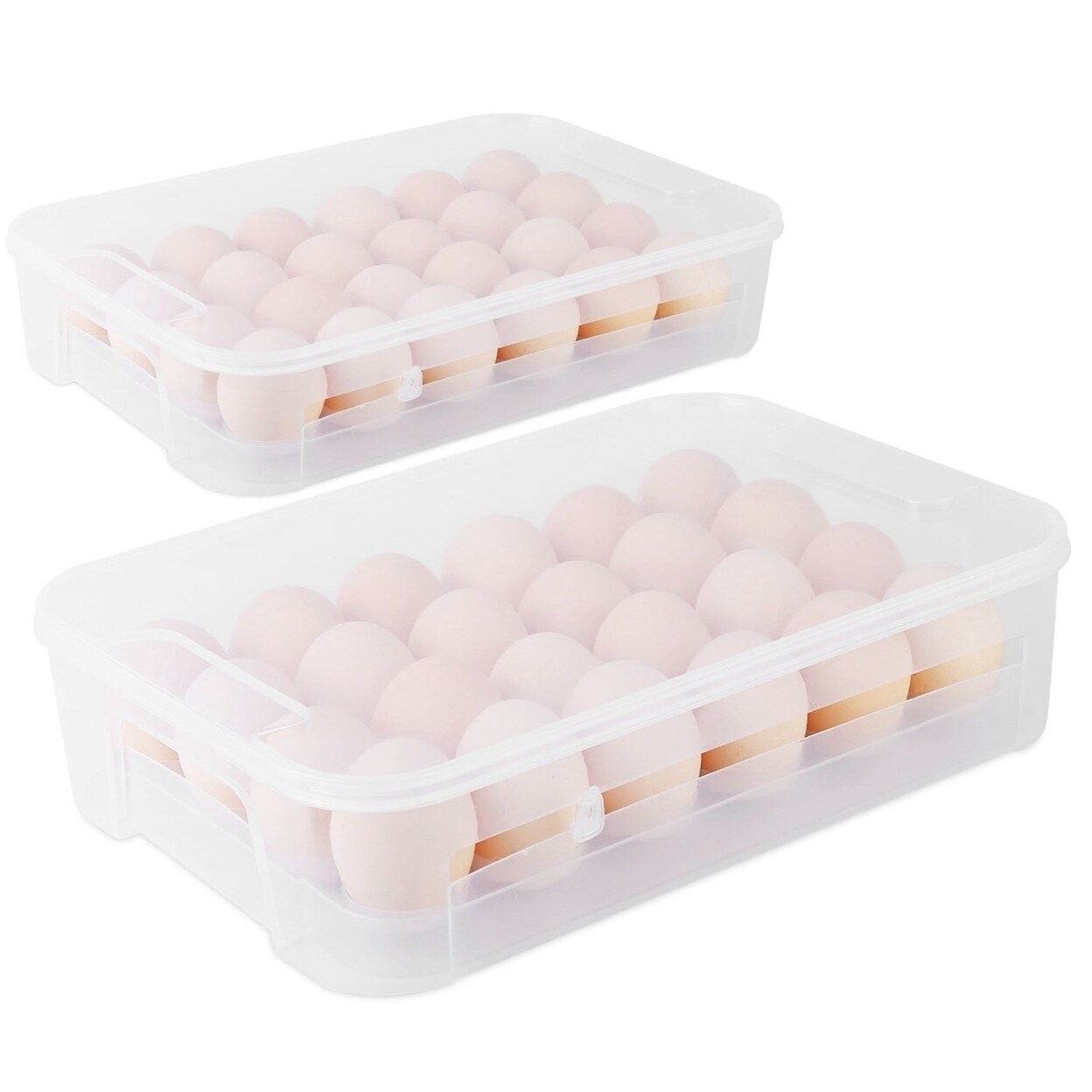 SKUSHOPS 2Pcs Plastic Egg Holder Stackable Egg Storage Box Egg Rack for Refrigerator 24 Cavity Per Container