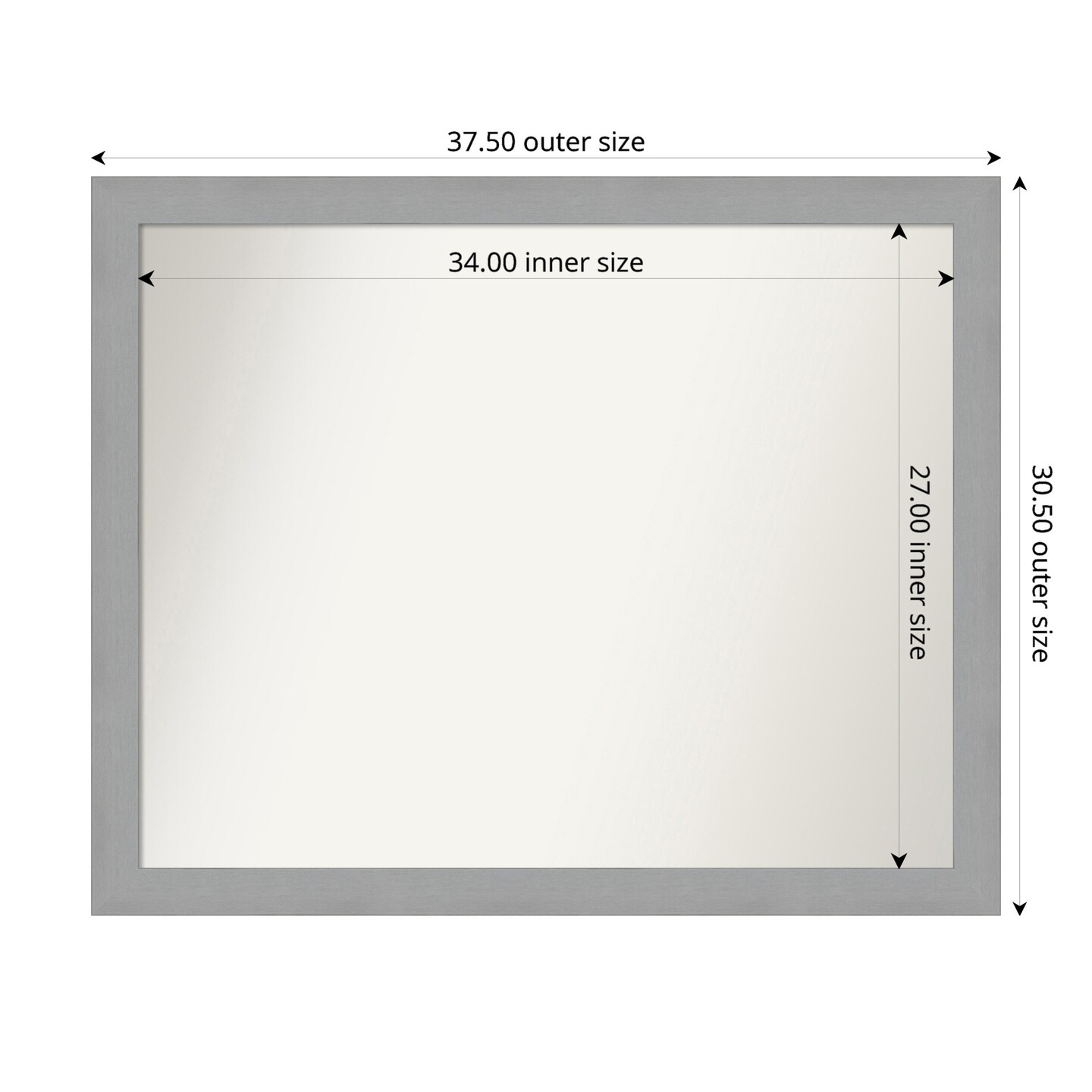 Brushed Nickel Non-Beveled Custom Framed Bathroom Vanity Wall Mirror