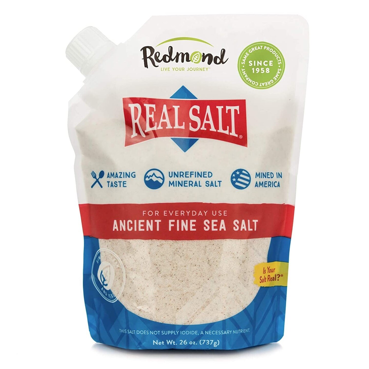 Redmond RealSalt All Natural Sea Salt - Unrefined from Ancient Sea Bed, 26 ounces