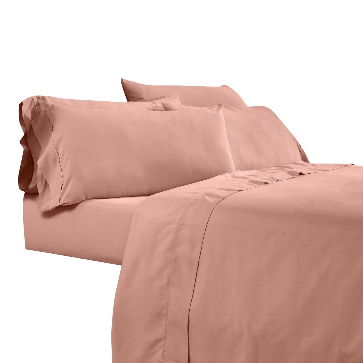 Saltoro Sherpi Myla 4 Piece King Size Sheet Set, Stitched, Elastic, Silky Pink Microfiber-