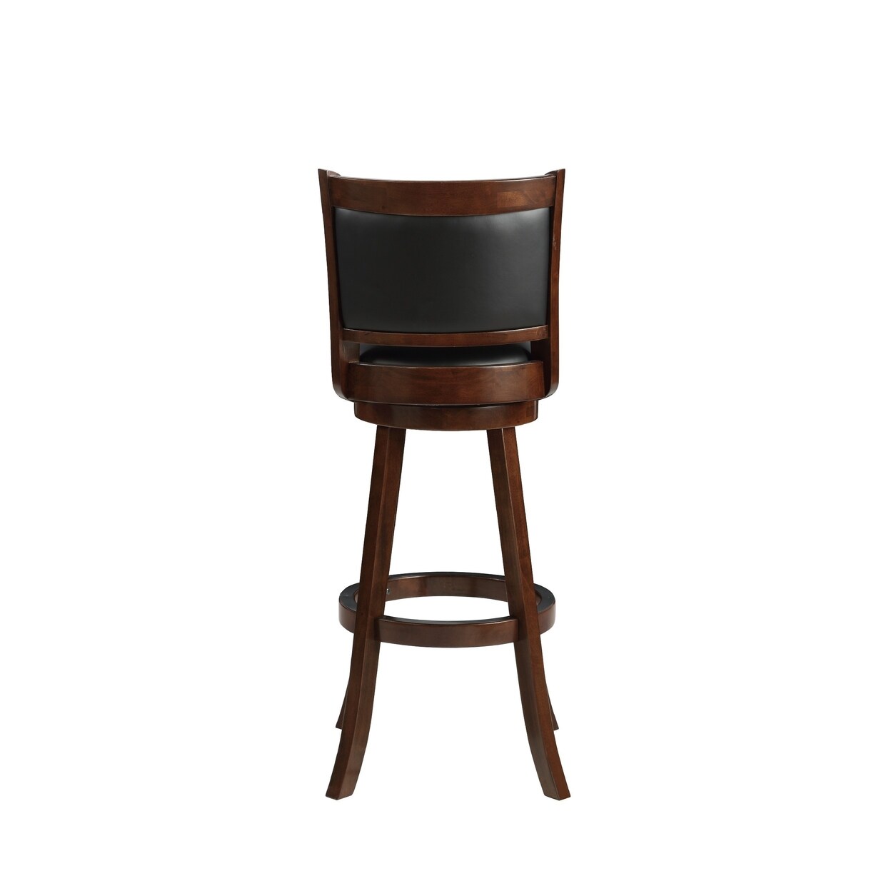 Saltoro Sherpi Pio 34 Inch Extra Tall Swivel Bar Stool, Wood, Faux Leather, Espresso Brown-