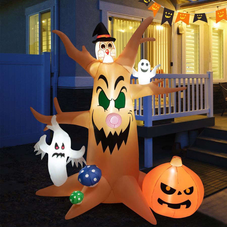 Halloween Outdoor Spooky Tree Monster Ghost Blow Up Yard Decoration With Built-In Led Lights