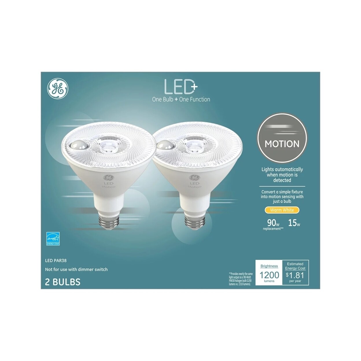 General Electric GE LED+ Motion Warm White 90W LED Outdoor Floodlight - PAR38 Bulbs, 2 Pack