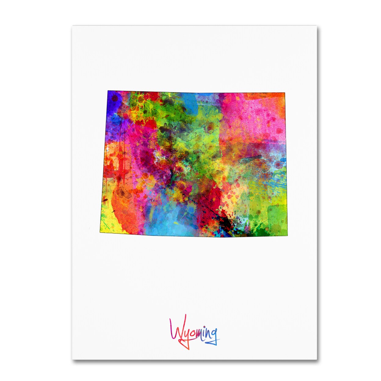 Michael Tompsett Wyoming Map Canvas Wall Art 35 X 47 Inches