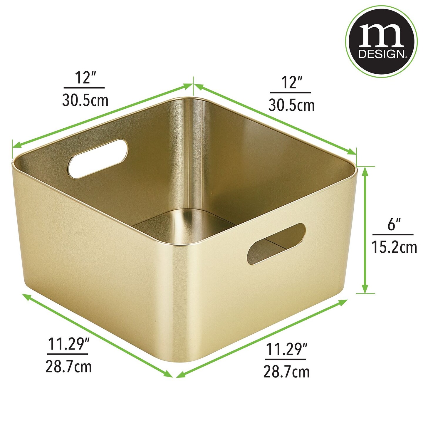 mDesign Metal Storage Container Bin Basket with Handles, 4 Pack