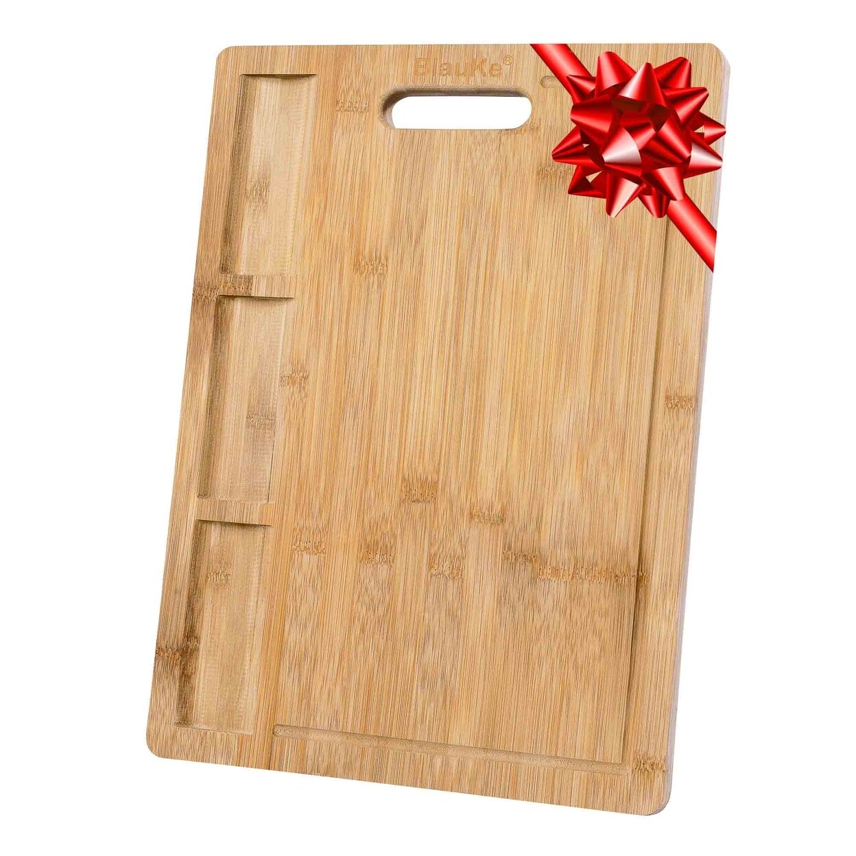 Blauke Large Bamboo Cutting Board 17X12 Organic Wood With Juice Groove Compartments