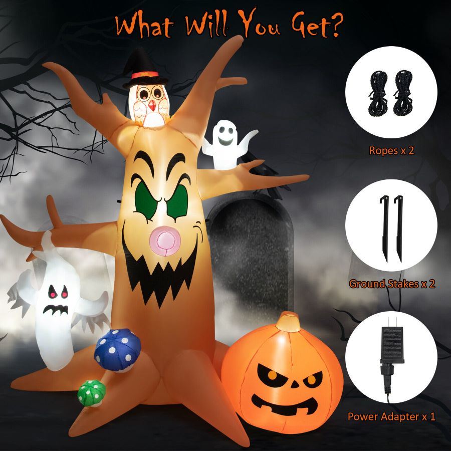Halloween Outdoor Spooky Tree Monster Ghost Blow Up Yard Decoration With Built-In Led Lights