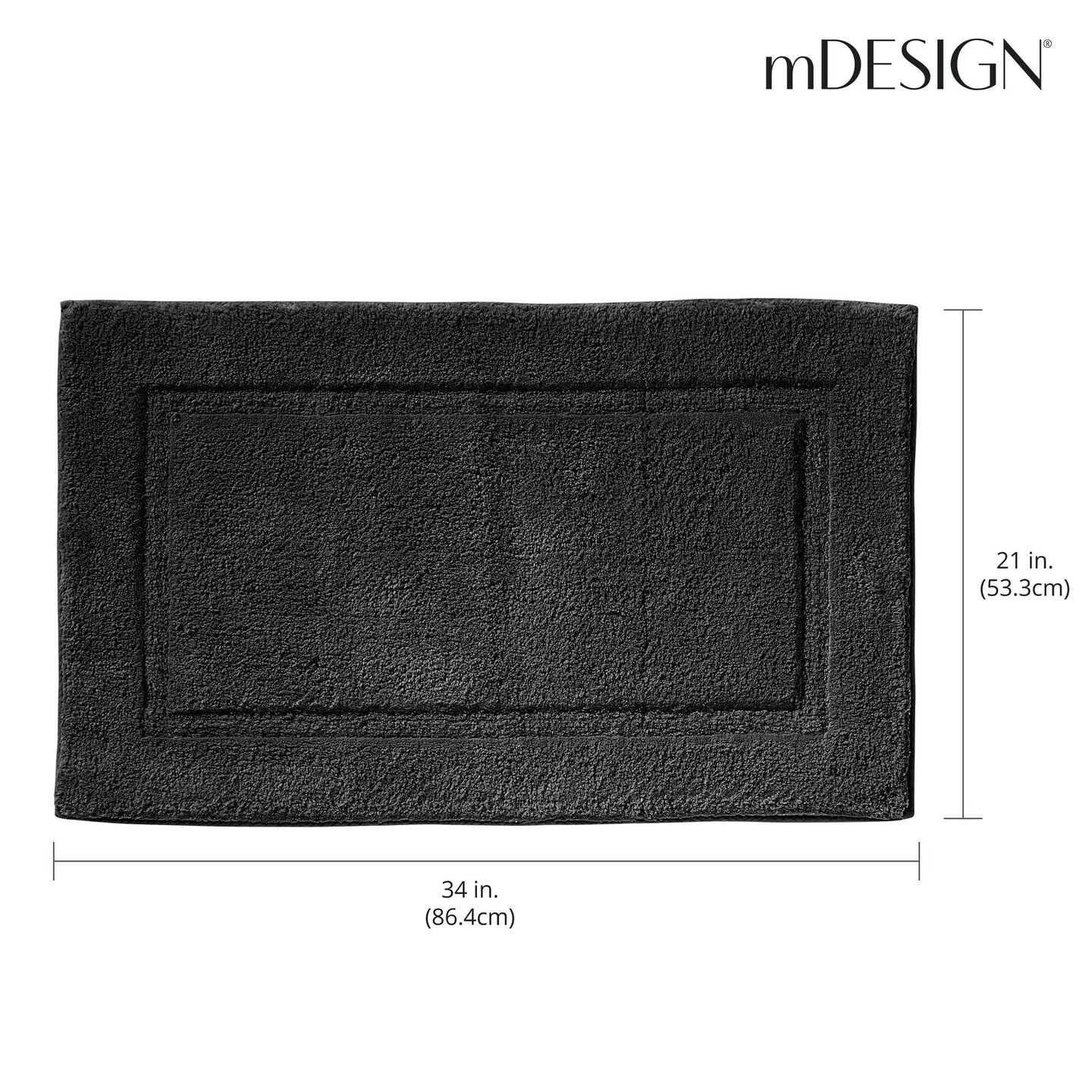mDesign 100% Cotton Bath Mat, Hotel-Style Bathroom Floor Rug, 2 Pack