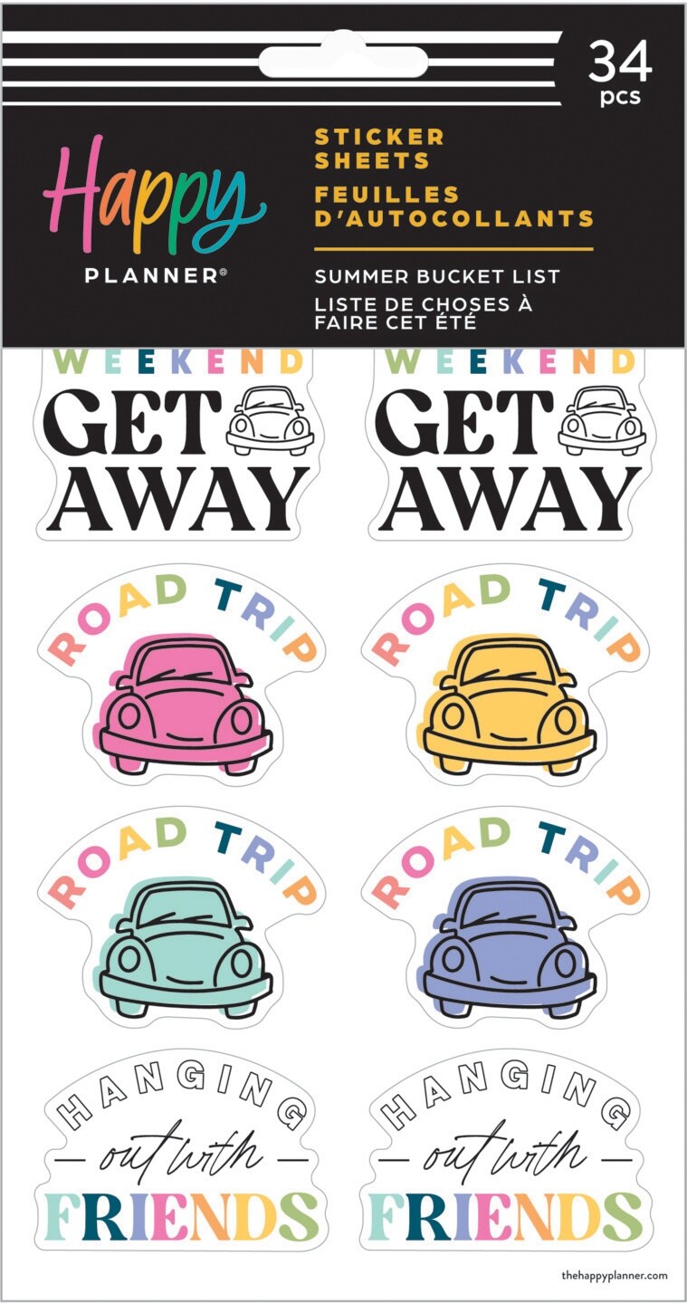 Happy Planner Sticker Sheets 5/Sheets-Summer Bucket List, 34 Pieces