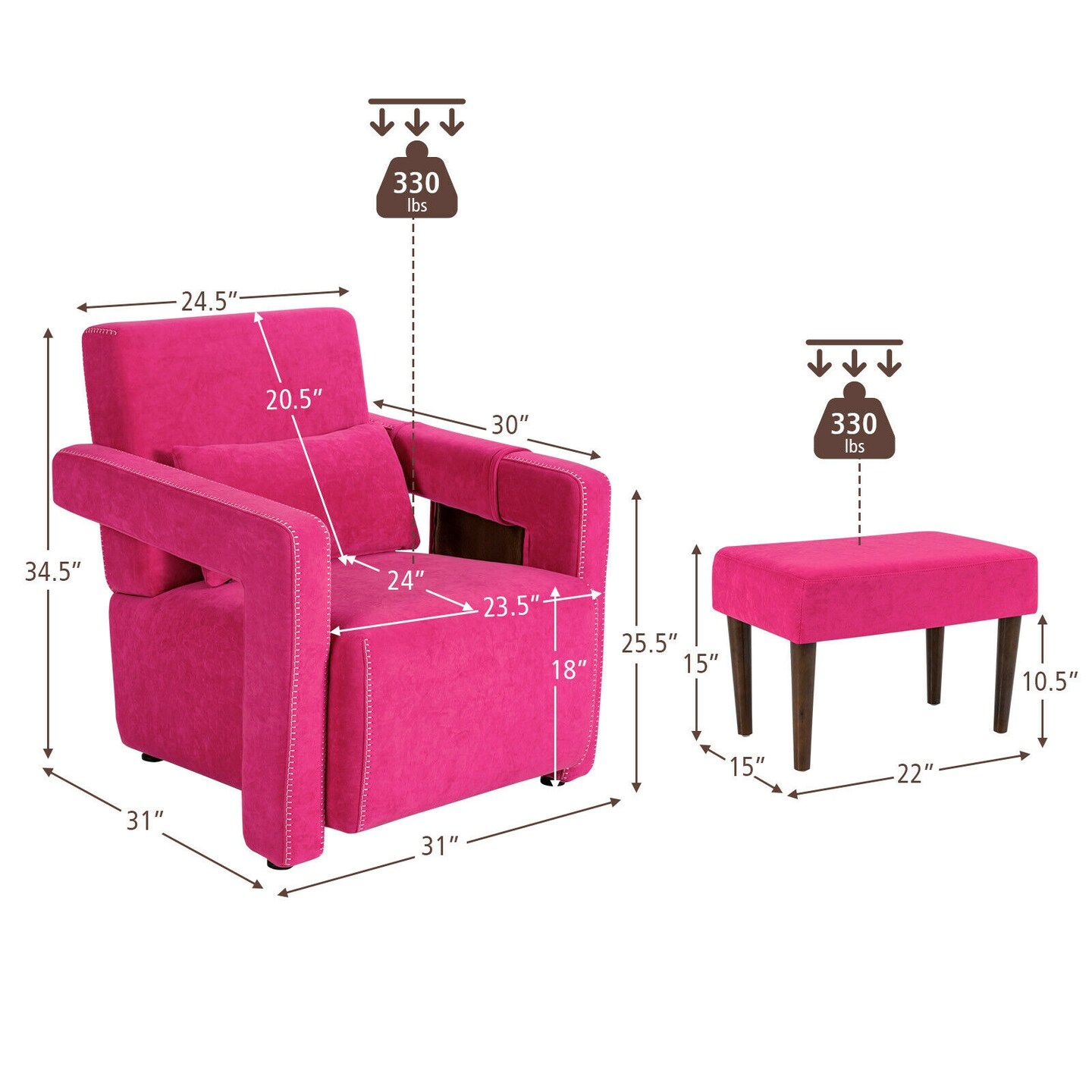 Modern Berber Fleece Single Sofa Chair Included Ottoman and Waist Pillow Suitable for Any Terrain