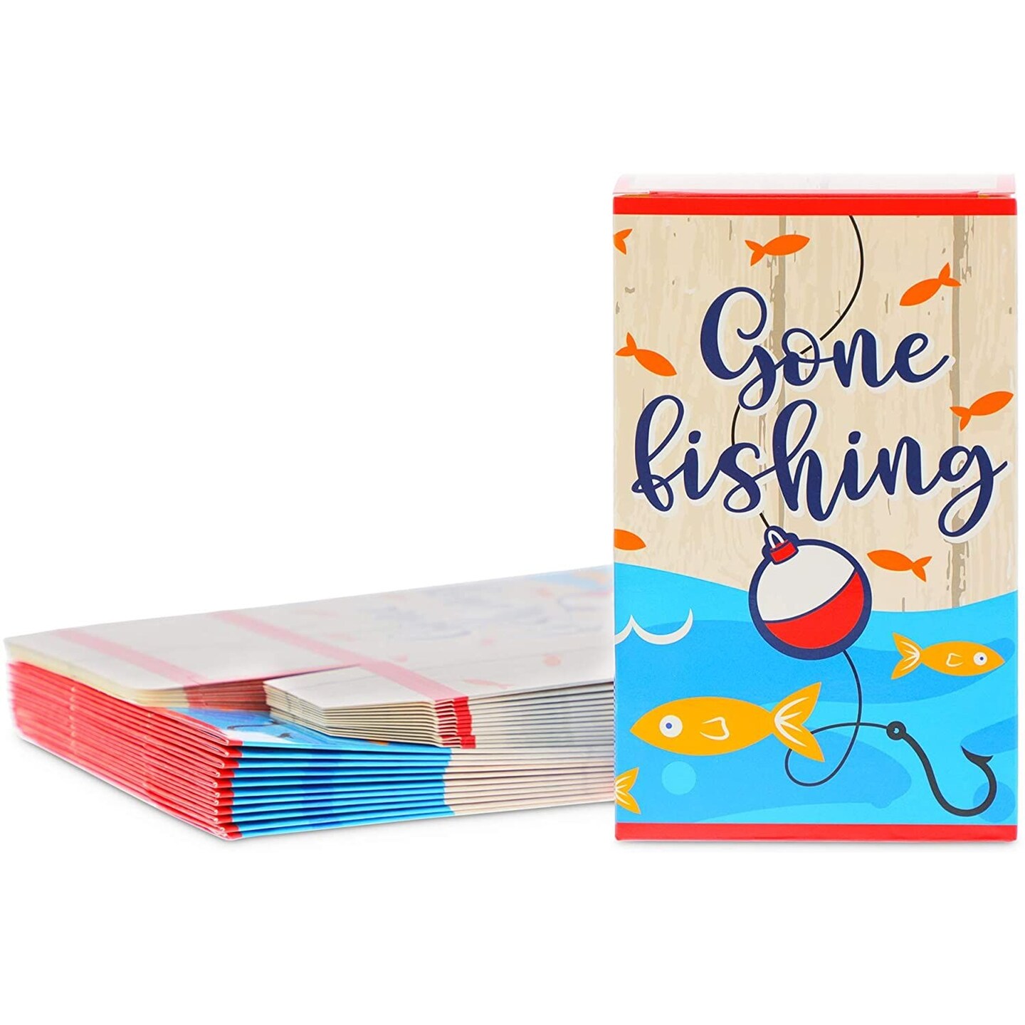Gone Fishing Birthday Party Favor Boxes (4 x 6.5 x 2.5 in, 24 Pack)