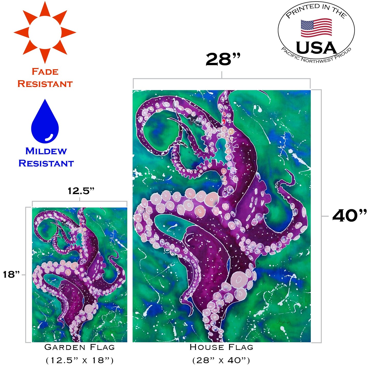 Purple Octopus Decorative Coastal Flag