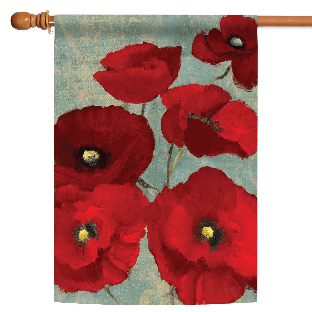 Red Painted Poppies Decorative Flower Flag