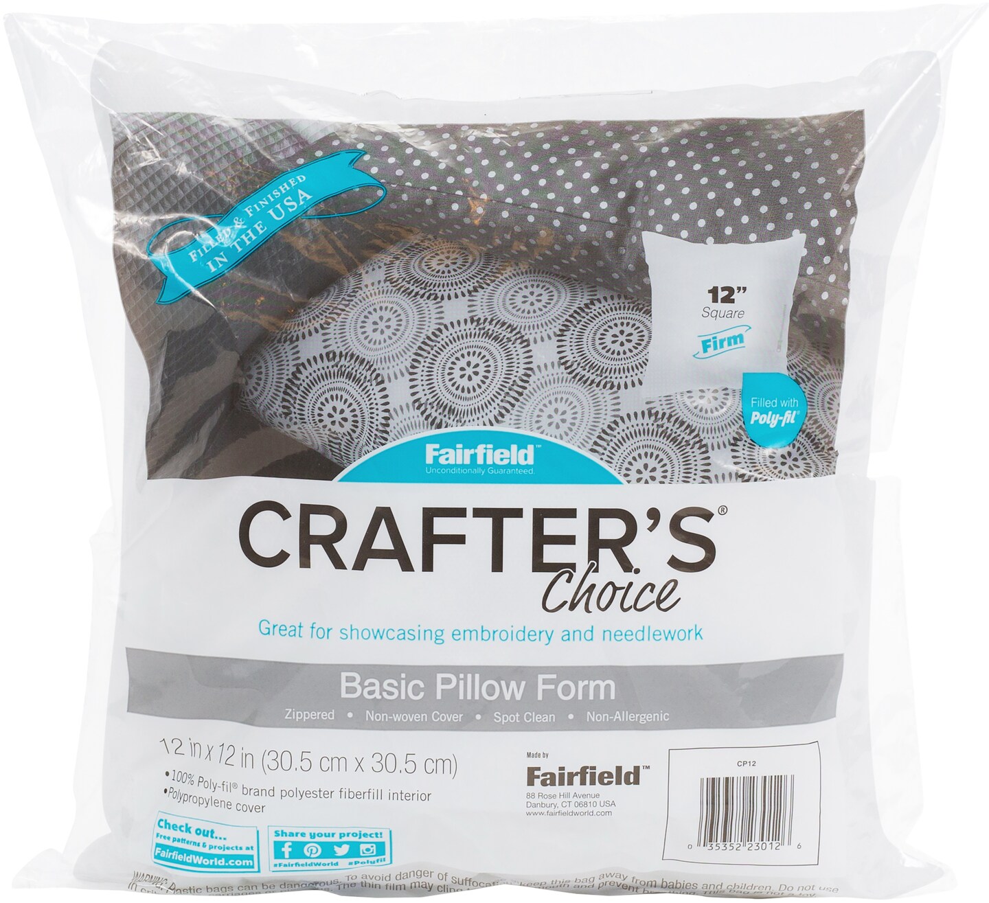 Fairfield Crafter&#x27;s Choice Pillow Insert-12&#x22;X12&#x22;