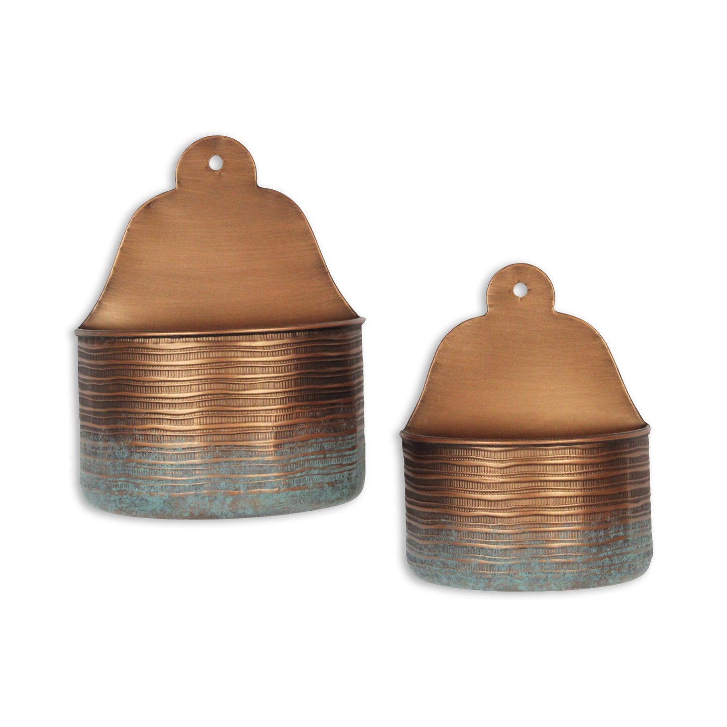Contemporary Home Living Unique Sized Vase Wall Planters Copper Toned Metal - 11.5&#x22; - Set of 2