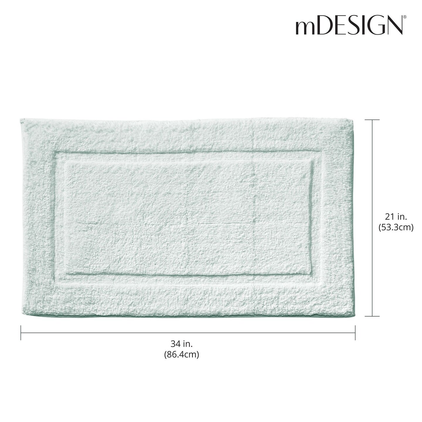 mDesign 100% Cotton Bath Mat, Hotel-Style Bathroom Floor Rug, 2 Pack