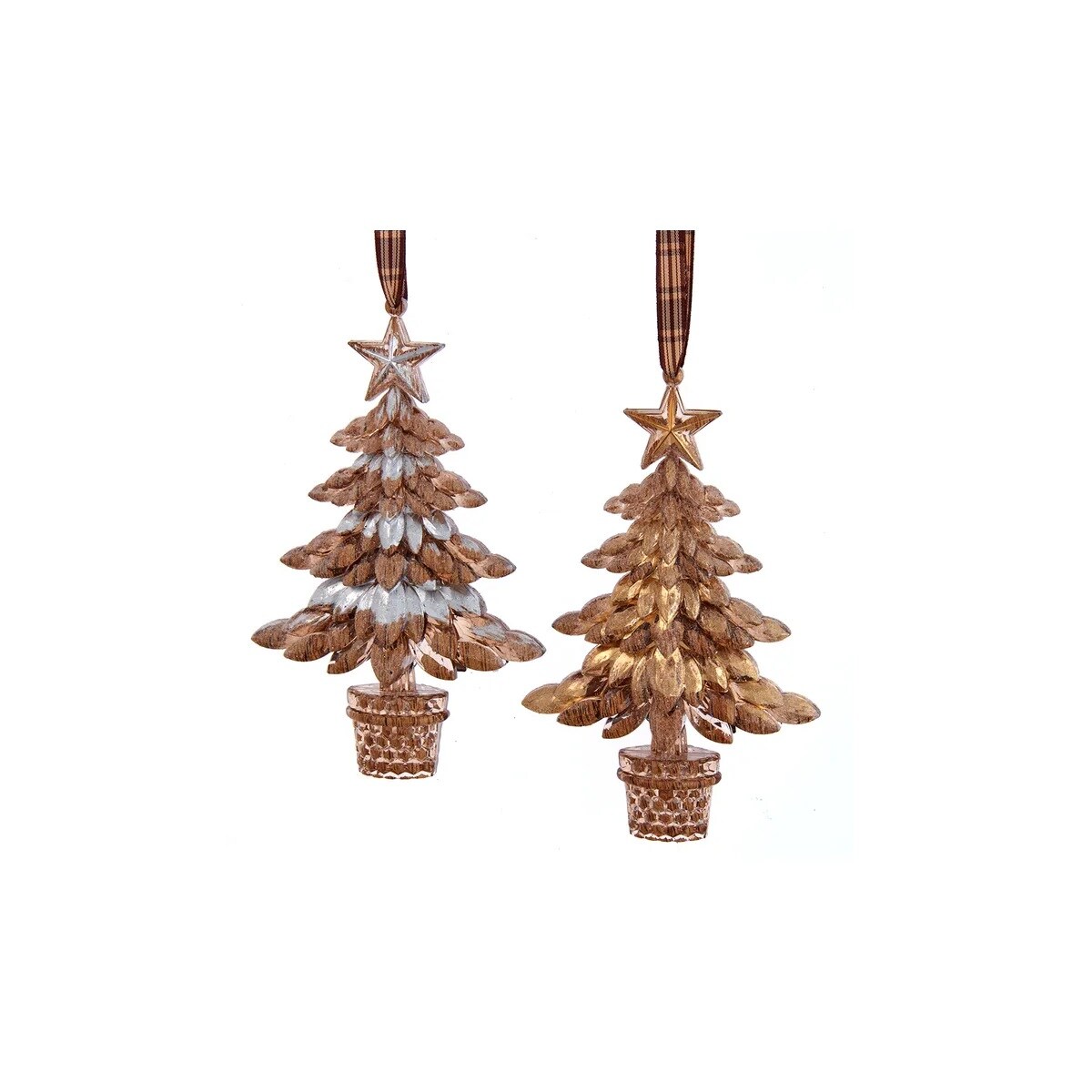 KSA Set of 24 Rustic Glam Christmas Tree Ornaments 6.25&#x22;