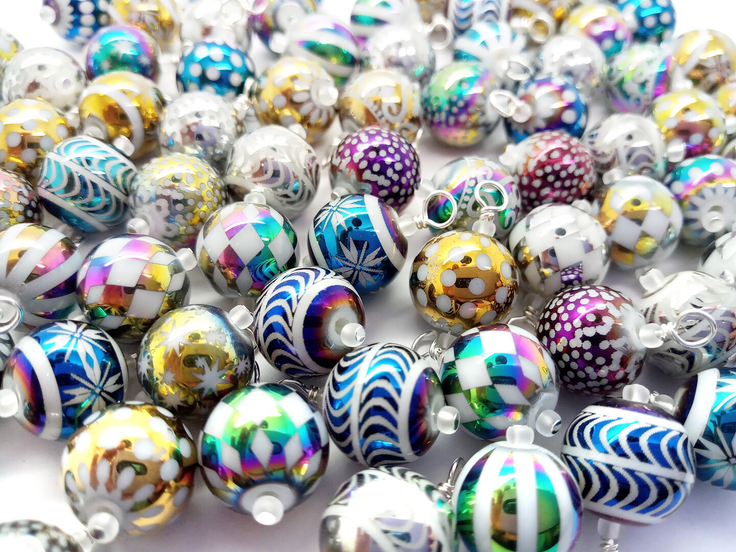 Mini Christmas Ornaments Grab Bag, 20 pieces, Mixed Colors and Patterns, Hooks Included, Adorabilities