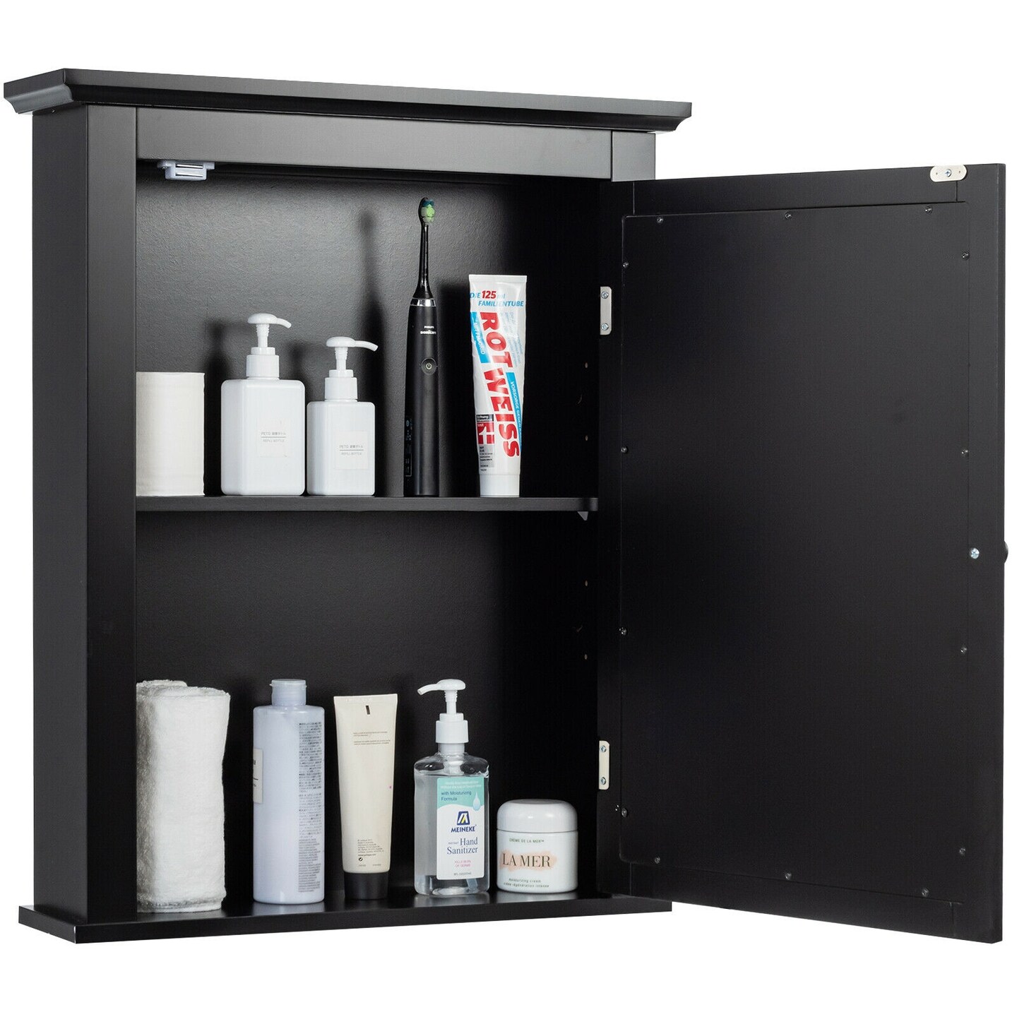 Wall Mount Bathroom Cabinet with Mirror Single Door Adjustable Shelf and Retro Handle