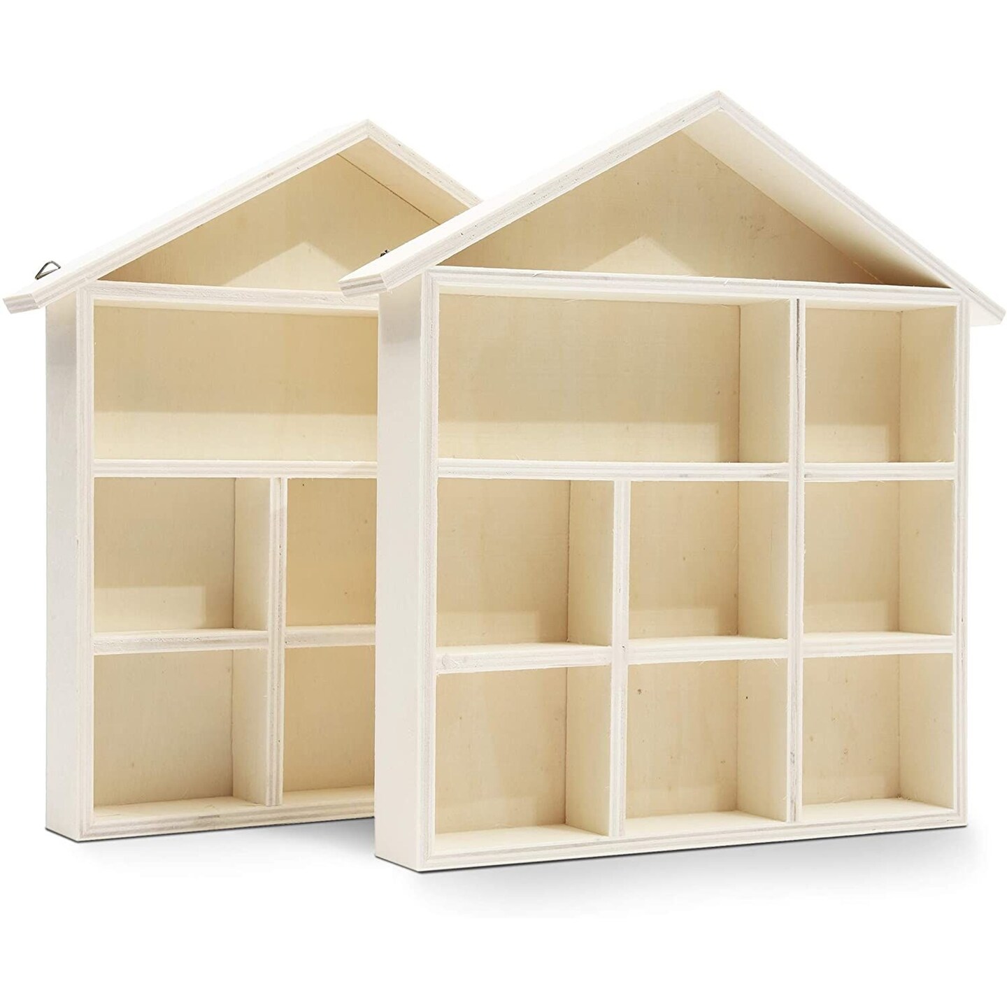 Unfinished Wood Key Holder for Wall (10 x 1.4 x 10.25 in, 2 Pack)