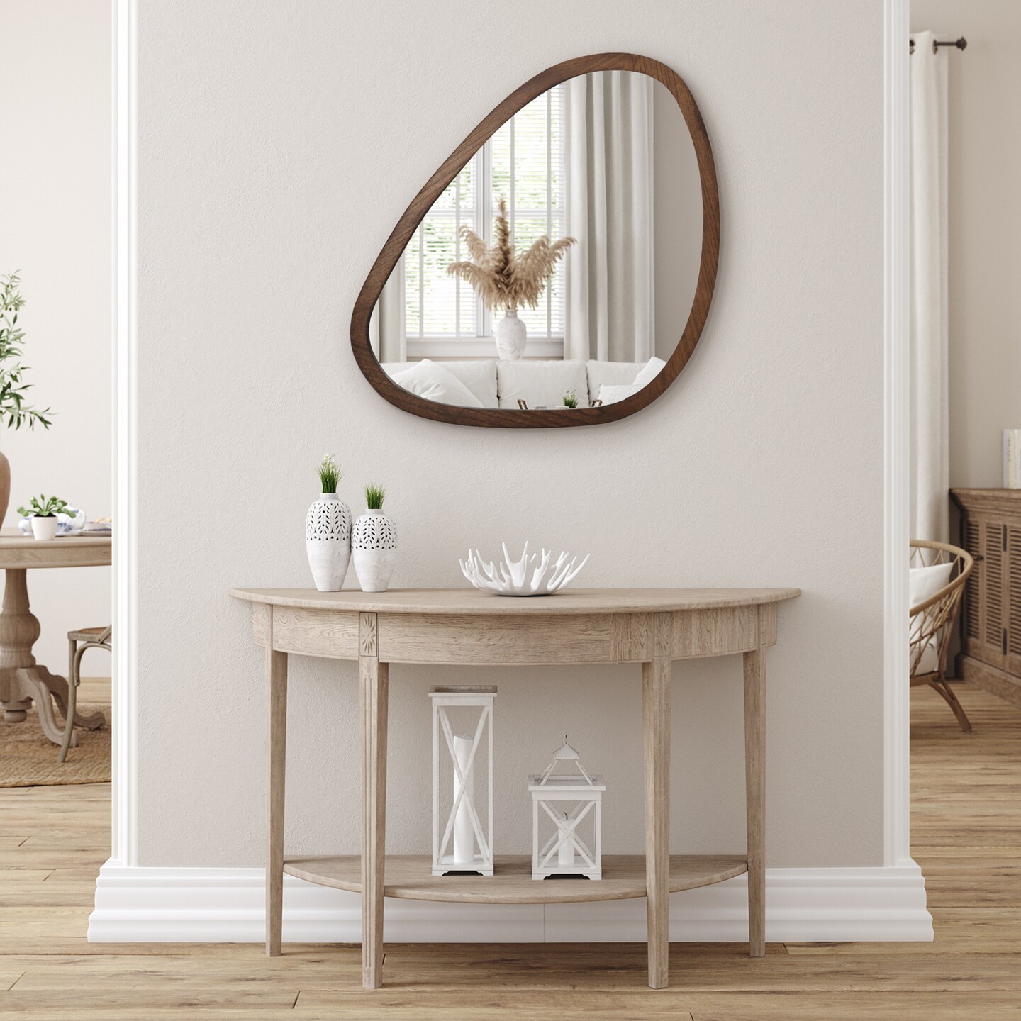 Americanflat Mirror in Natural Sycamore - Irregular Wall Mirror for Bathroom, Living Room, Entryway Hall, and Decorative Mirror for Bedroom