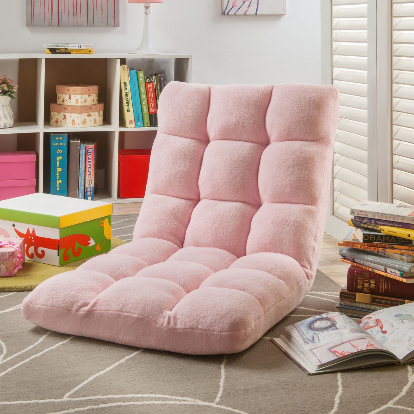 Microplush Quilted Folding Recliner Floor Chair Sleeper