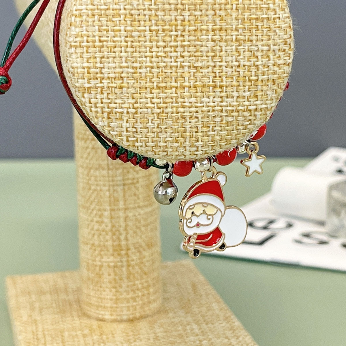 Wrapables Friendship Beaded Enamel Charm Bracelet, Santa