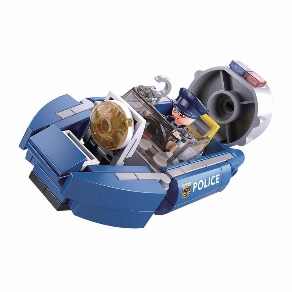 Sluban Kids Slu08623 Police Boat Hoovercraft Building Blocks 74 Pcs Set Building Toy Police Boat