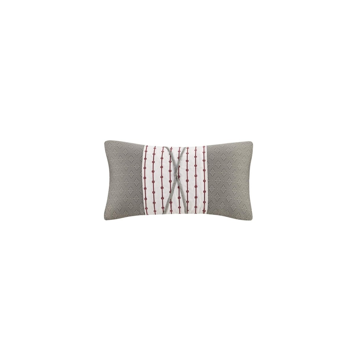 N Natori   Cherry Blossom Oblong Pillow 12 by 22-Inch, Grey