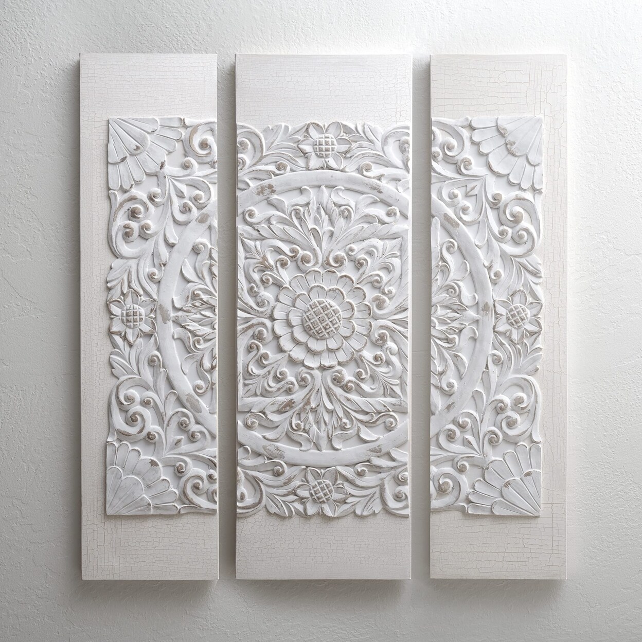 Madison Park Wooden Mandala White Printed Canvas White See below
