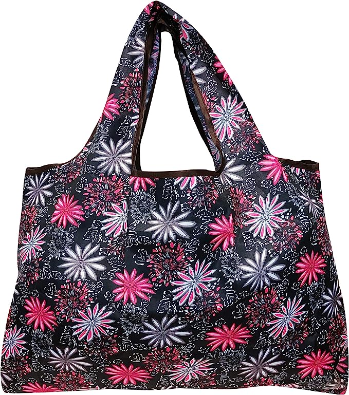 Wrapables Large Foldable Tote Nylon Reusable Grocery Bag, 3 Pack