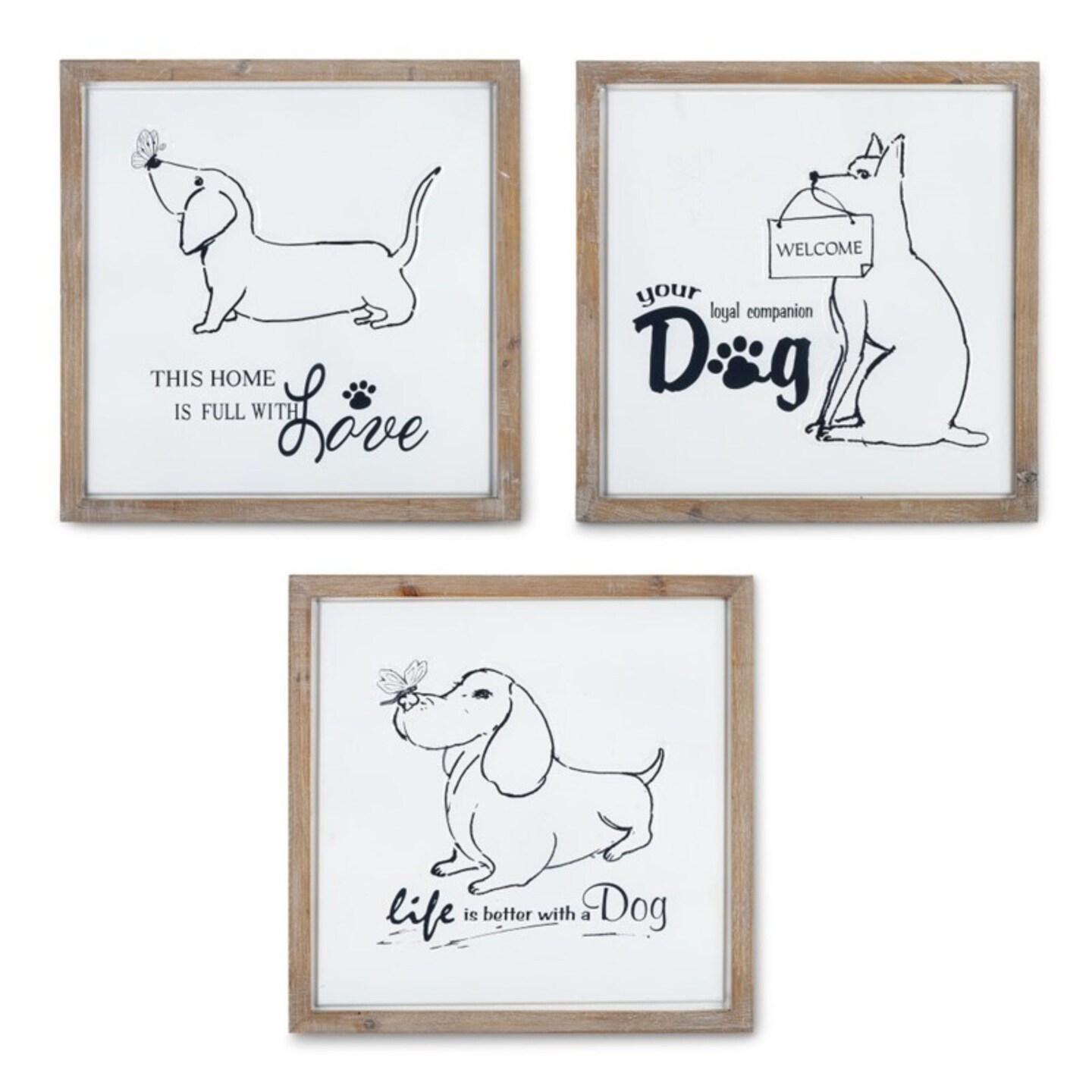 Contemporary Home Living Set of 2 White and Black Contemporary Dog Wall Decor 16&#x22;