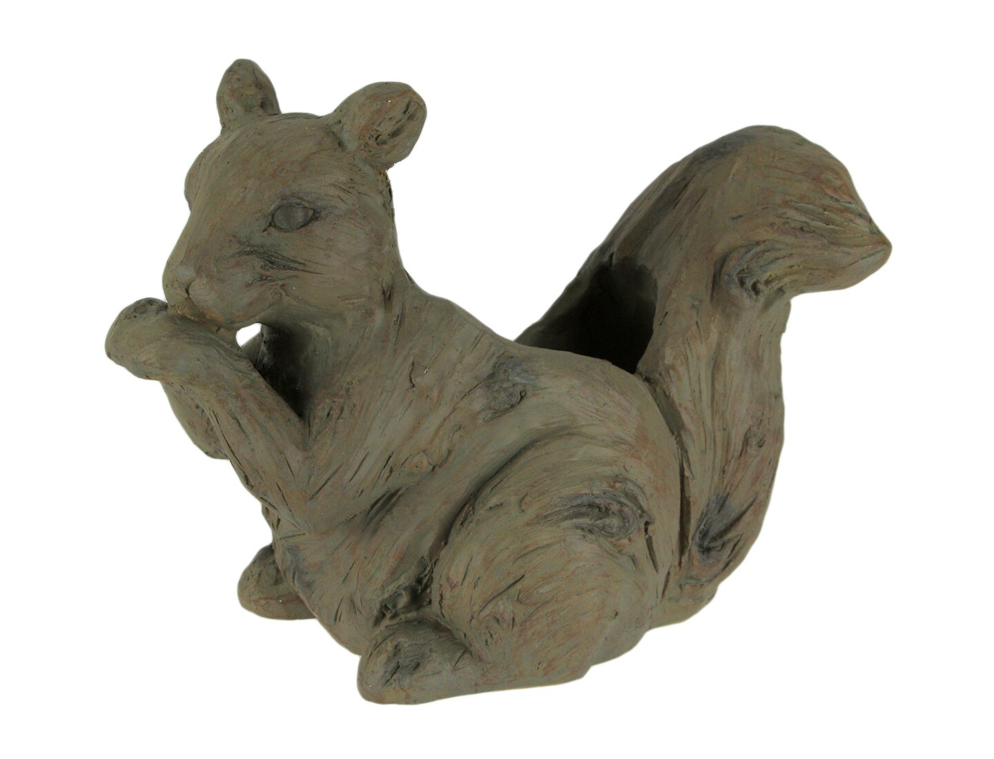 Old Wood Carved Look Indoor Outdoor Squirrel Planter Statue