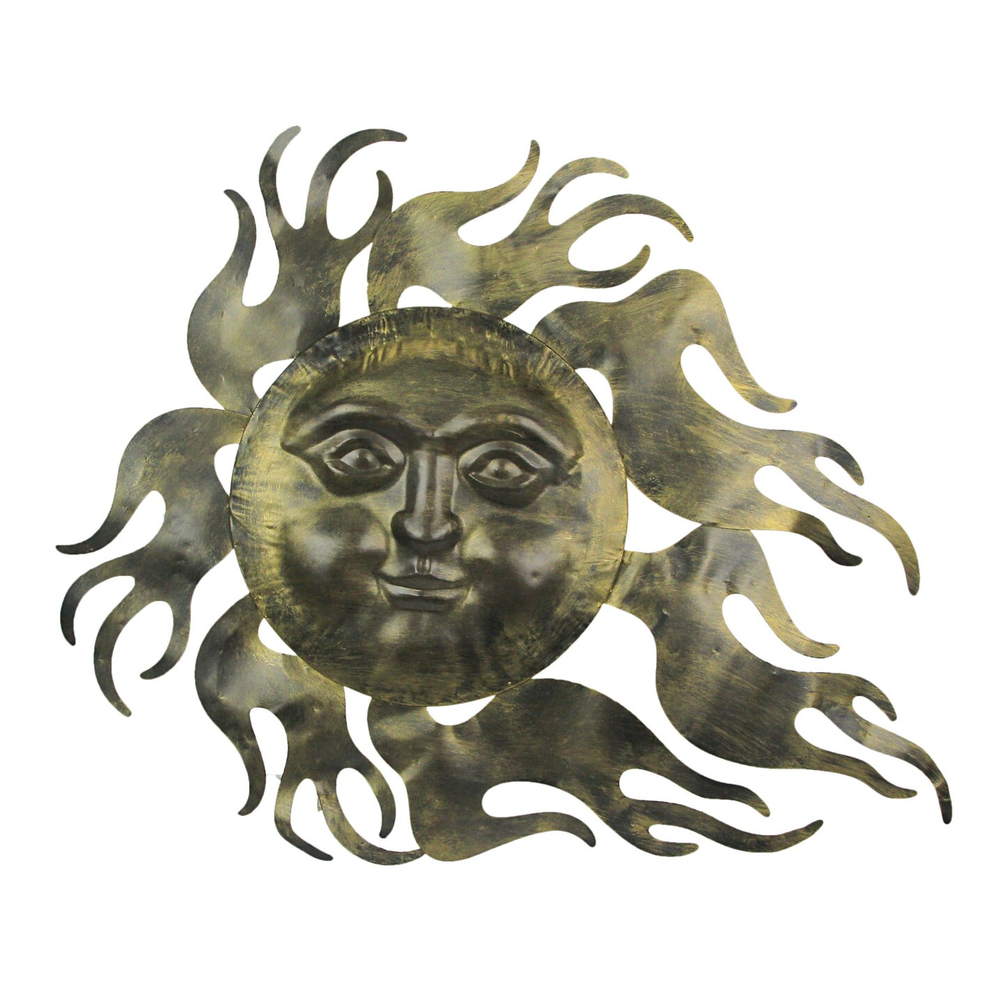 Aged Brass Metal Celestial Wall Art Hanging Sun Face Outdoor Indoor Garden Decor