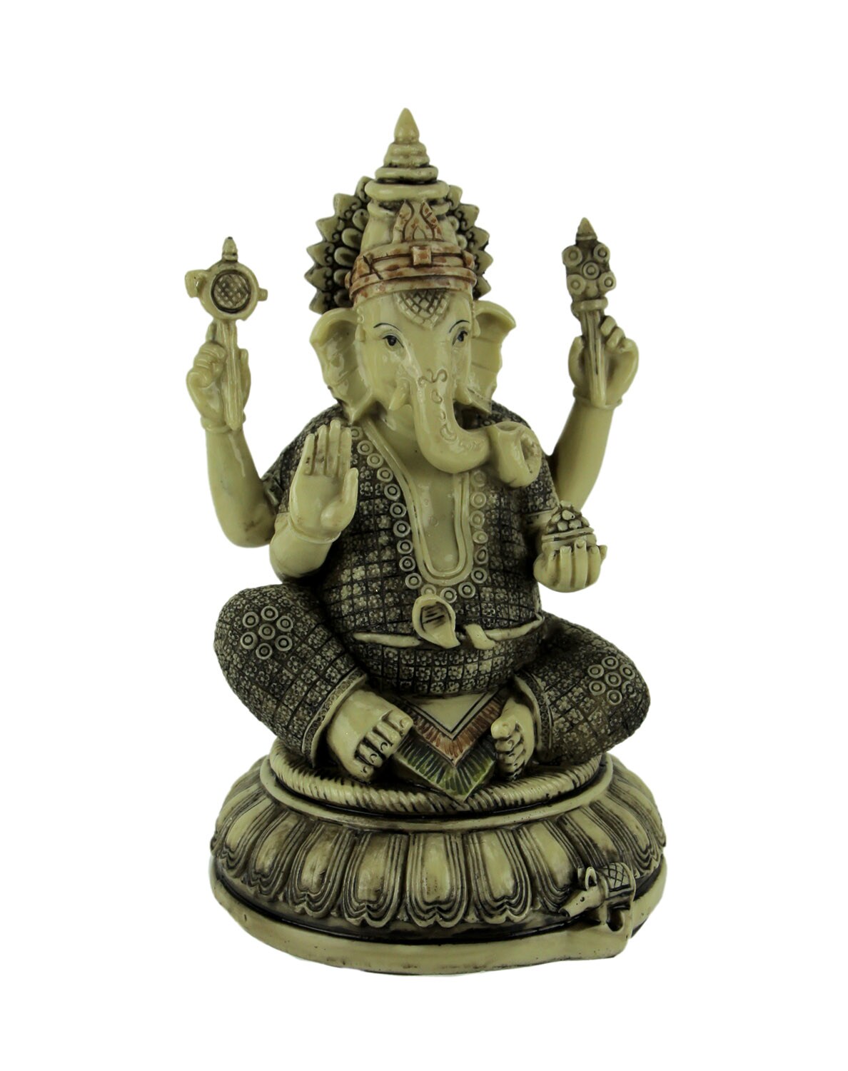 Lord Ganesha On Lotus Flower Statue