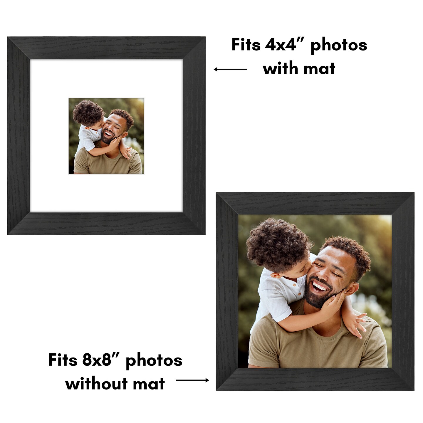 Americanflat Picture Frame with Wide Molding with Mat - Modern Wide Picture Frame - Plexiglass Cover - Hanging Hardware - Includes Easel