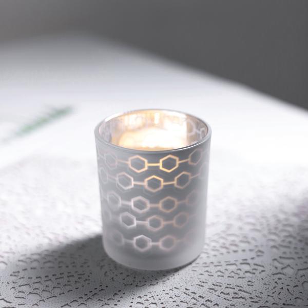 12 pcs Frosted Glass Votive Candle Holders Honeycomb Design