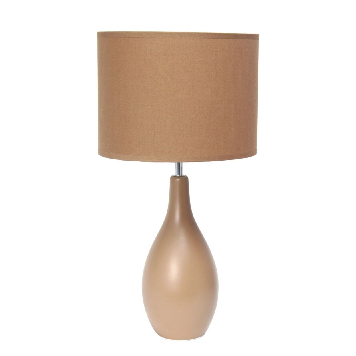 Simple Designs   Oval Bowling Pin Base Ceramic Table Lamp, Light Brown