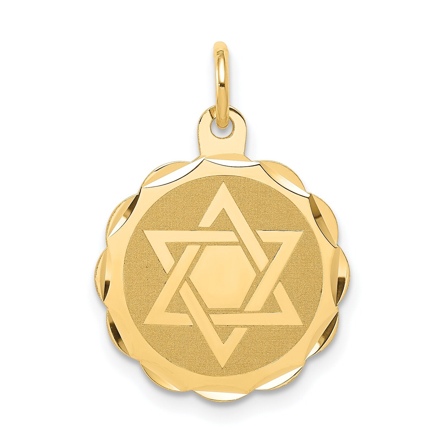 14K Yellow Gold Star of David Charm Pendant Jewelry 21mm x 16mm