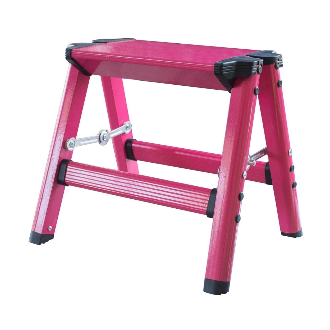 AmeriHome Lightweight Single Step Aluminum Step Stool Neon Pink