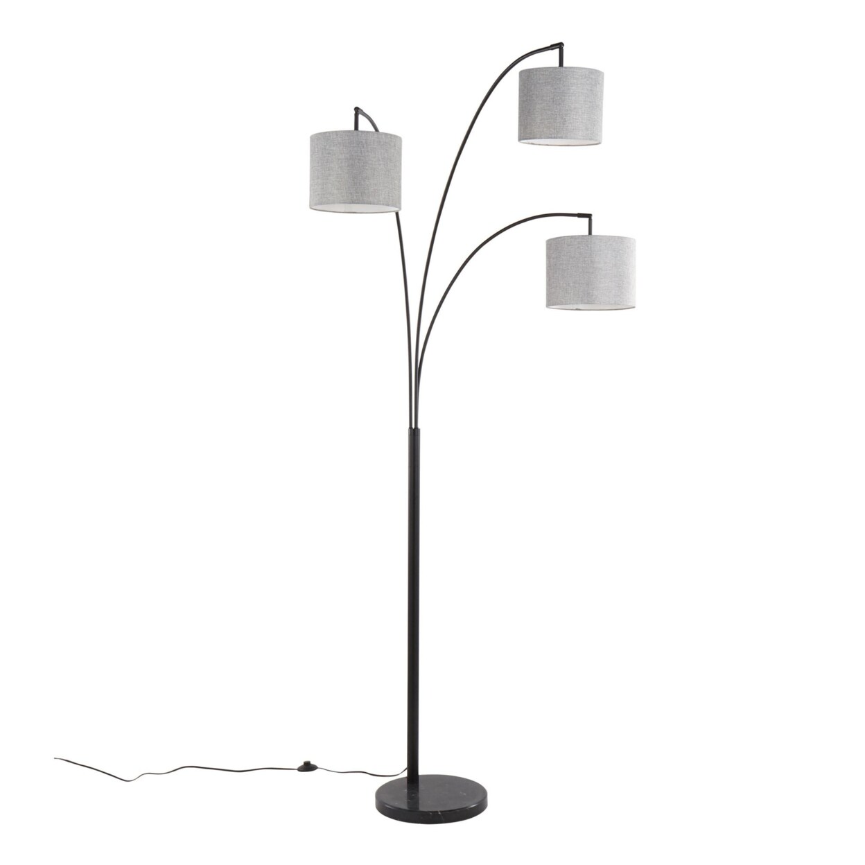 Lumisource Willow Contemporary Floor Lamp in Black Steel, Black Marble, and Grey Linen by