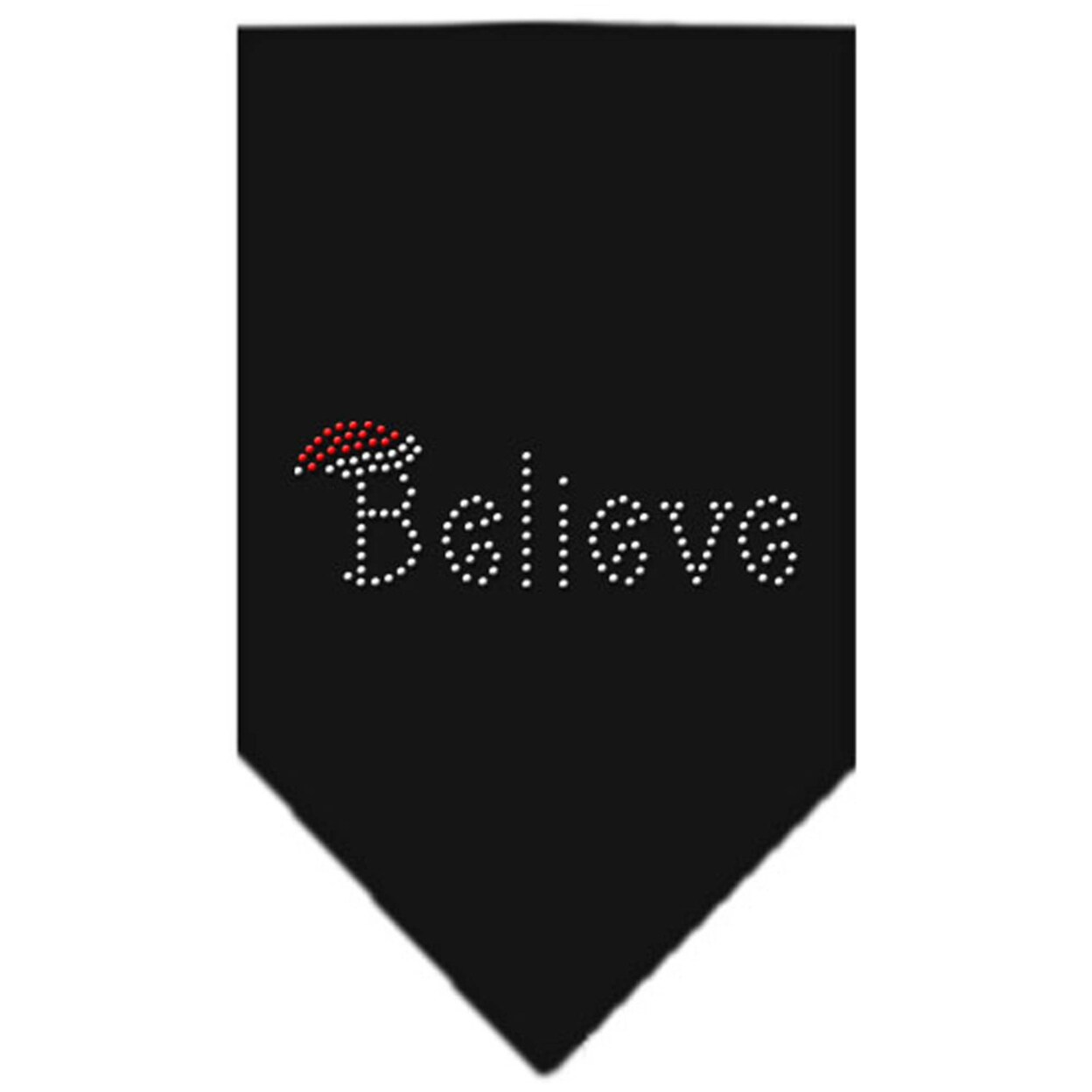 Mirage Pet Products   Cotton Christmas Believe Rhinestone Bandana, Black - Small