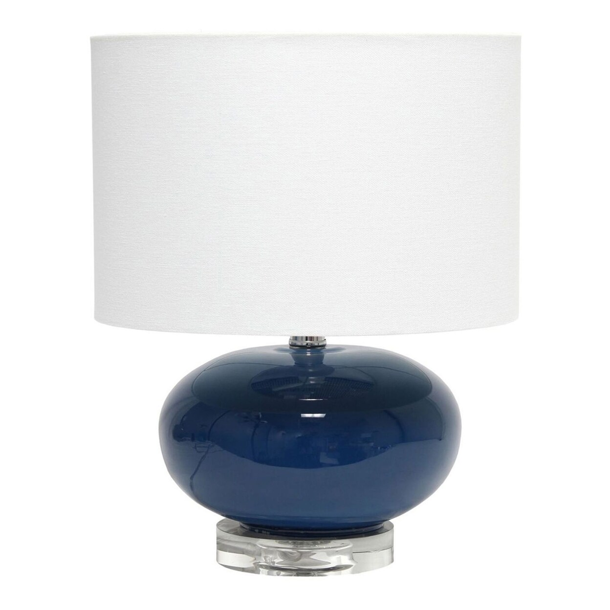 Elegant Designs 15.25&#x22; Contemporary Modern Ceramic Egg Standard Bedside Living Room Entryway Table Lamp With White Fabric Shade, Blue
