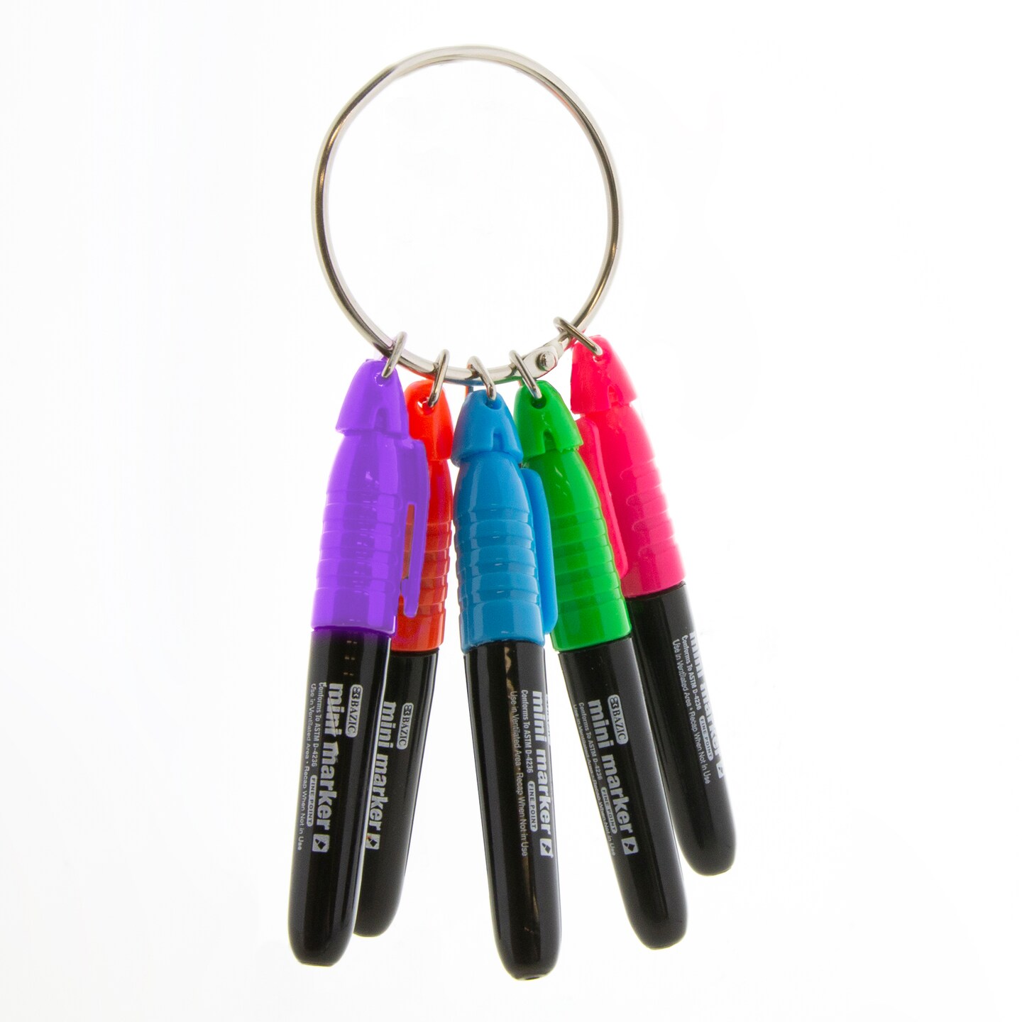 BAZIC Fine Tip Mini Fancy Colors Permanent Marker w/ Cap Clip (5/Pack)